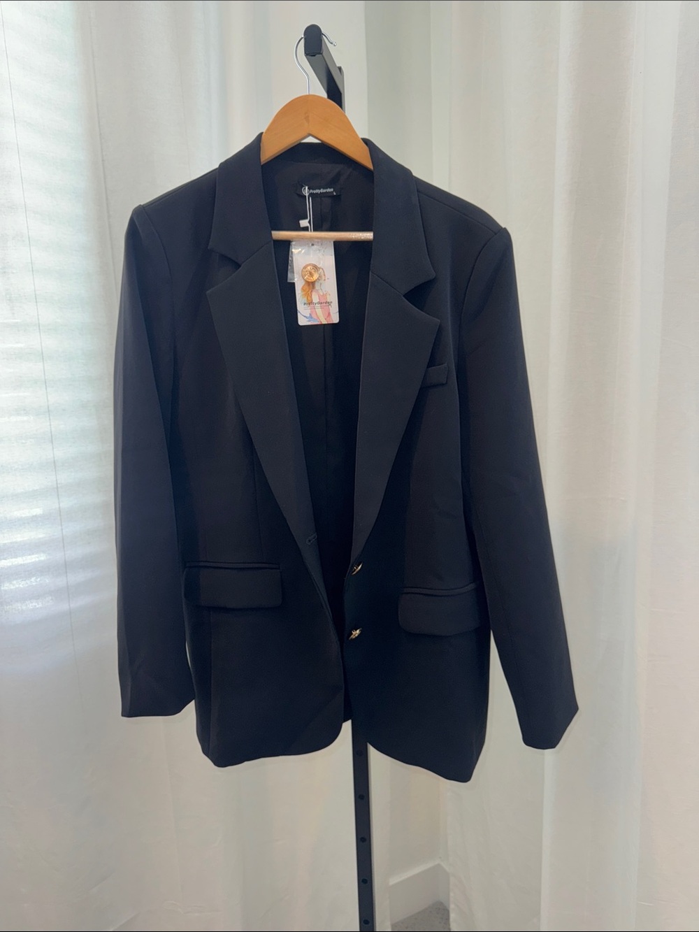 Black Women's Tailored Blazer - Classic Single-Breasted Jacket